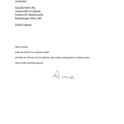 Begleitschreiben - Vielen Dank!